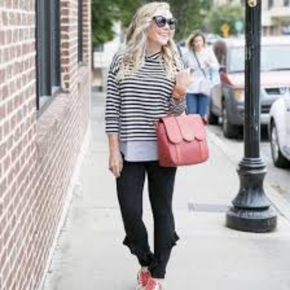 Loft Black & White Striped Mock Neck Top - Picture 7 of 7
